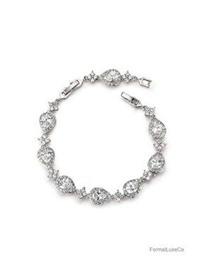 Crystal Cubic Zirconia Teardrop Bracelet Wedding Bridal Women Prom